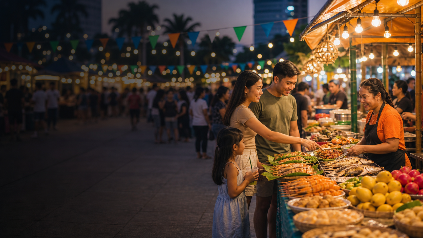 Mock image of a lively Higalaay Festival food fair in Cagayan de Oro